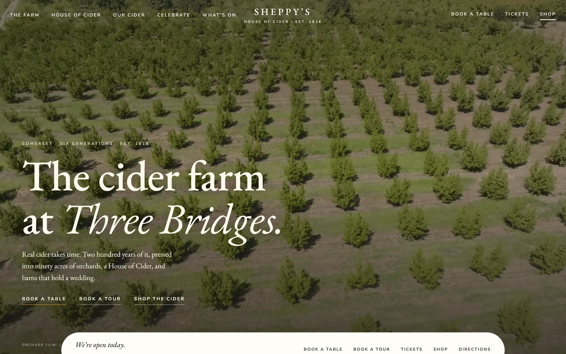 Sheppy's Cider, the homepage